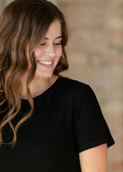 Baylor Black Ribbed T-shirt Dress