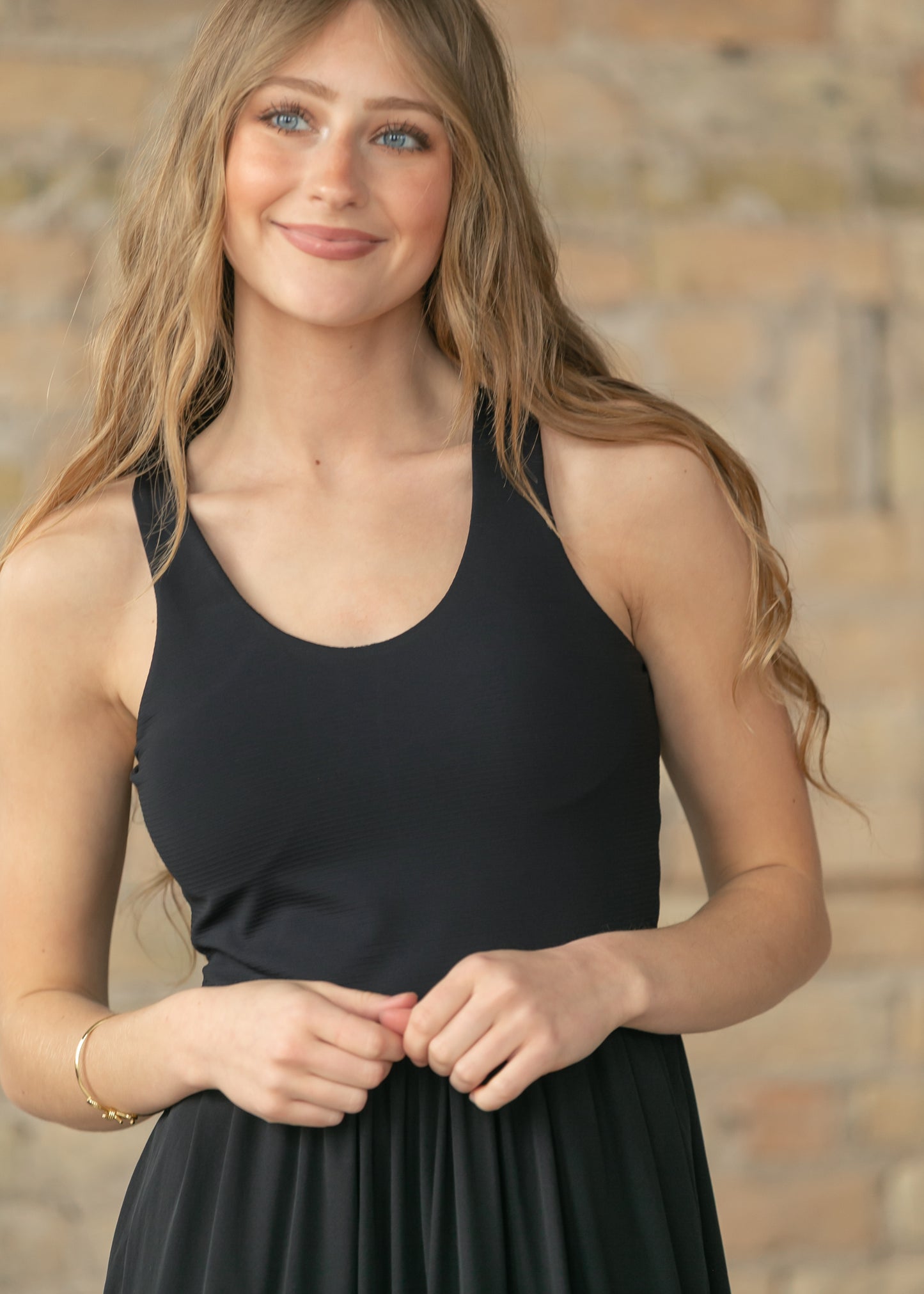 Black BreezeEase Rib Tank Midi Dress