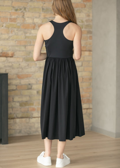 Black BreezeEase Rib Tank Midi Dress
