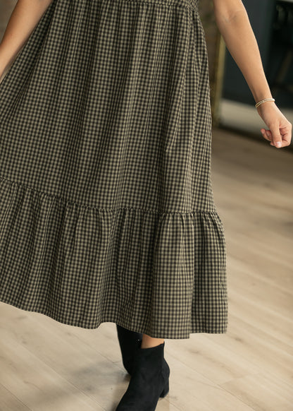 Gingham Short Sleeve Midi Dress