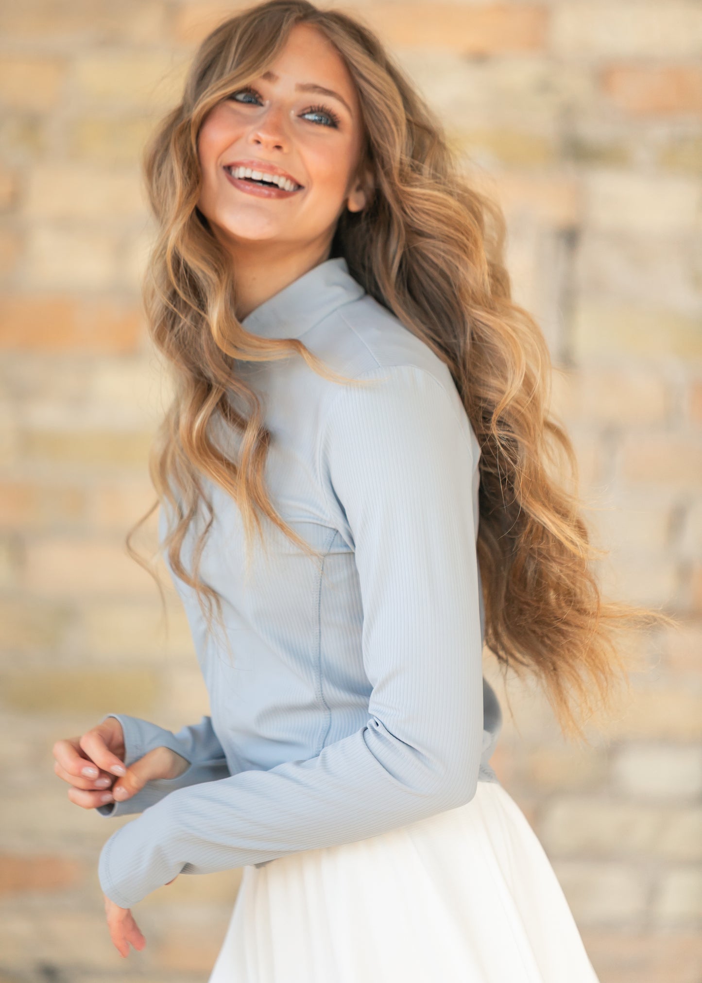 Blue Long Sleeve Workout Jacket FF Layering Essentials