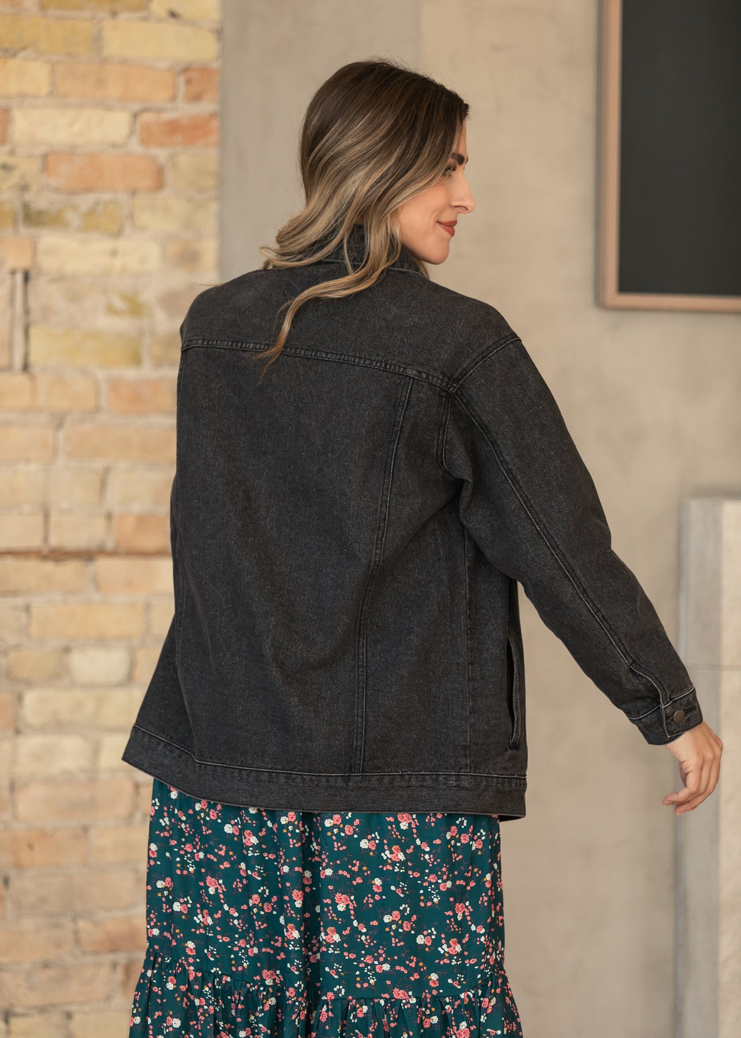 Brinx Black Oversized Denim Jacket