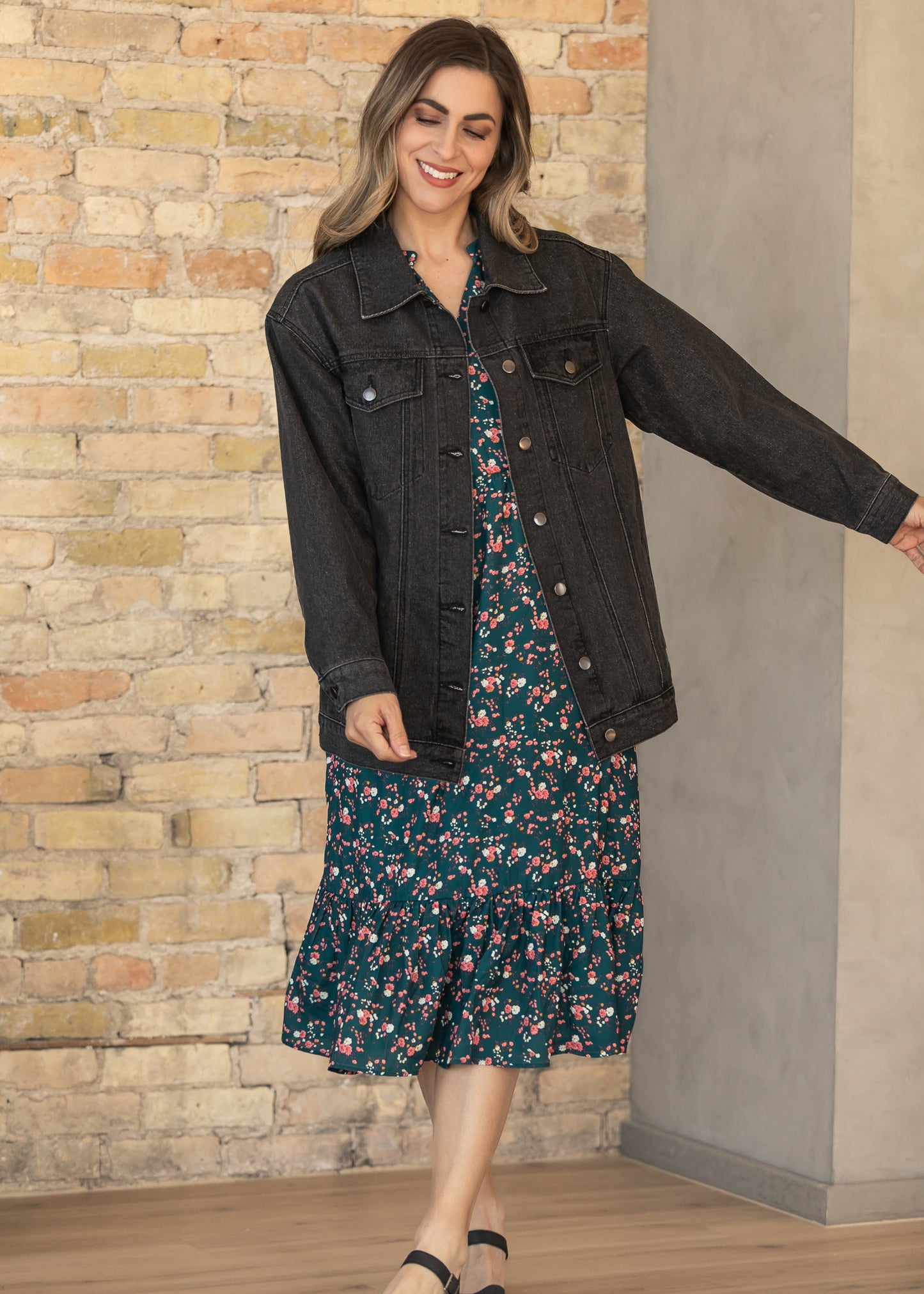 Brinx Black Oversized Denim Jacket