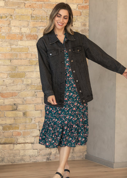 Brinx Black Oversized Denim Jacket