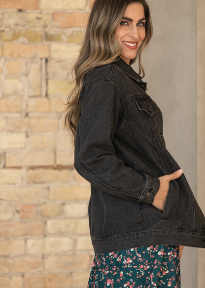 Brinx Black Oversized Denim Jacket