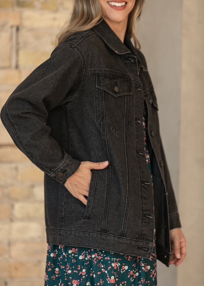 Brinx Black Oversized Denim Jacket