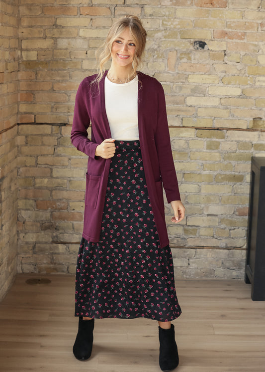 Cally Mulberry Open Front Cardigan
