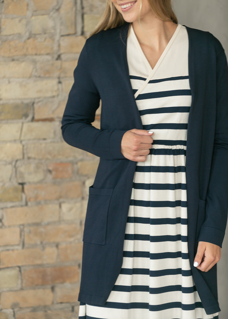 Cally Navy Open Front Cardigan