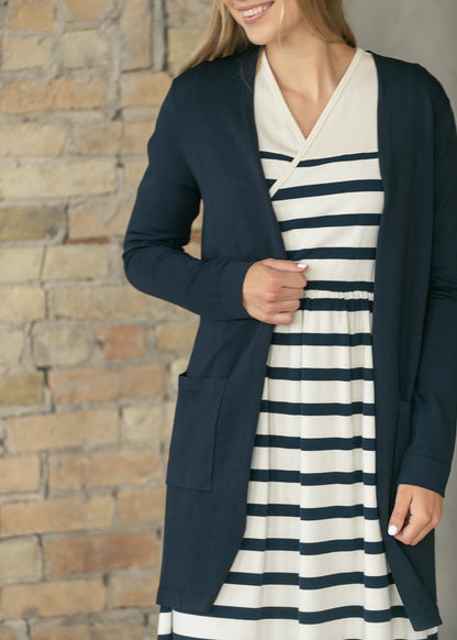 Cally Navy Open Front Cardigan