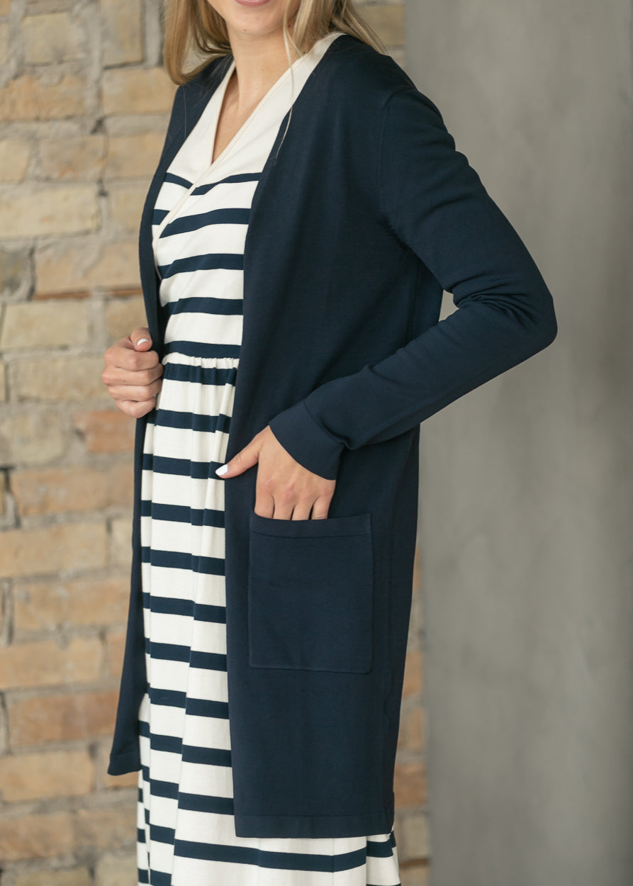 Cally Navy Open Front Cardigan