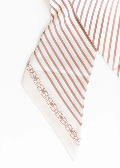 Caramel Striped Silky Skinny Scarf