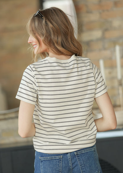 Chloe Cream Essential Striped Tee