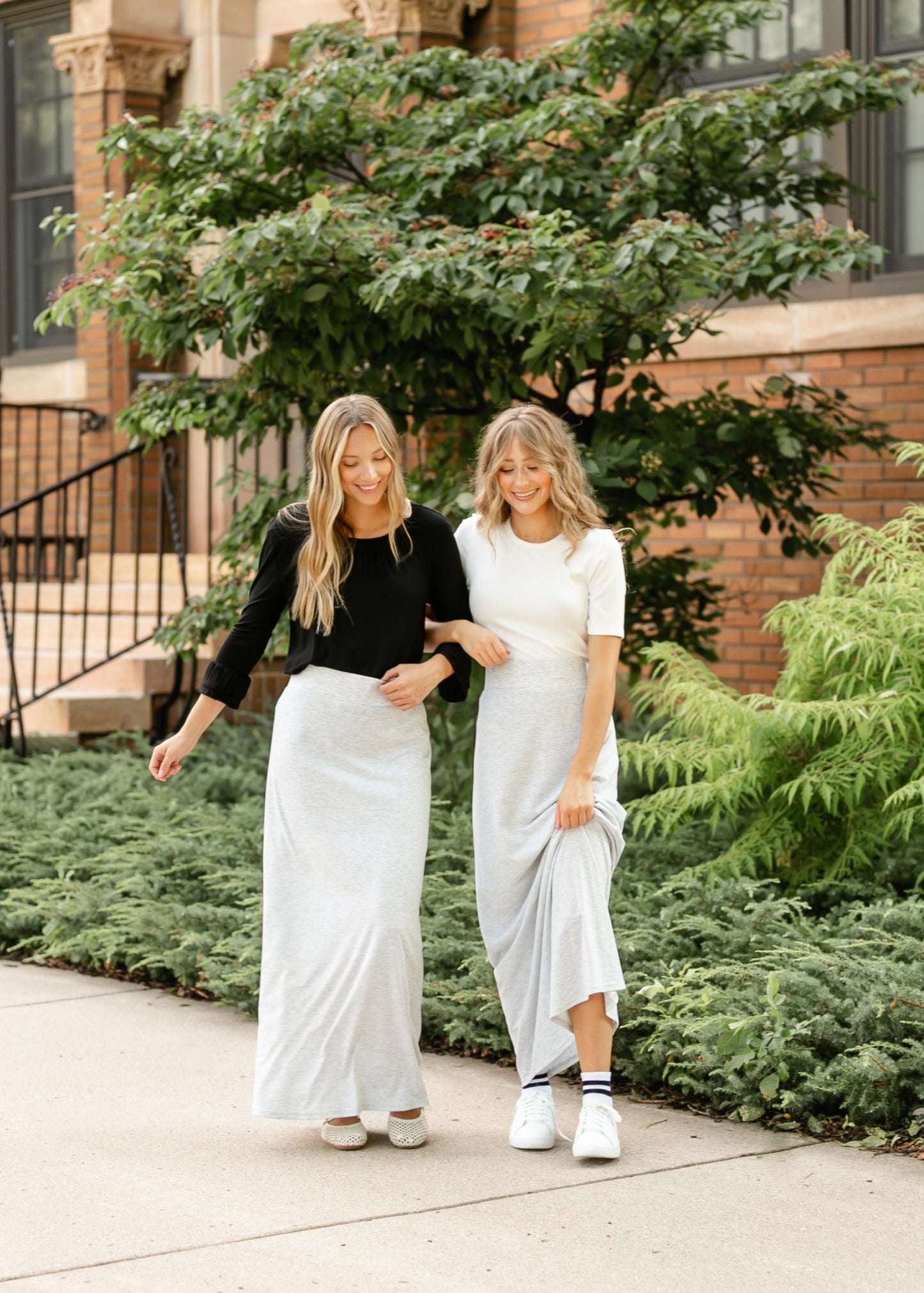 Clarise Heather Gray Premium Knit Maxi Skirt-IC Skirts