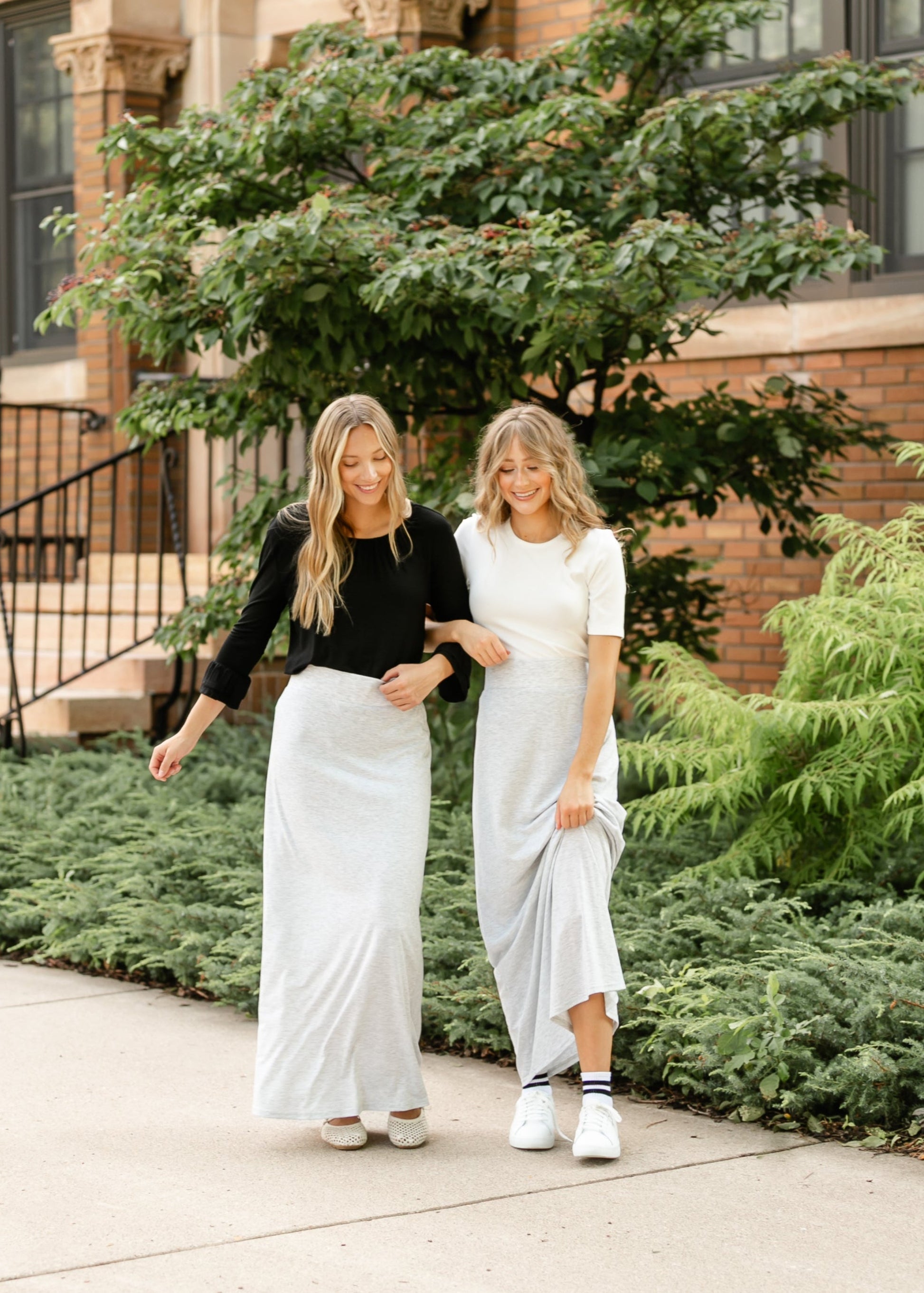 Clarise Heather Gray Premium Knit Maxi Skirt-IC Skirts