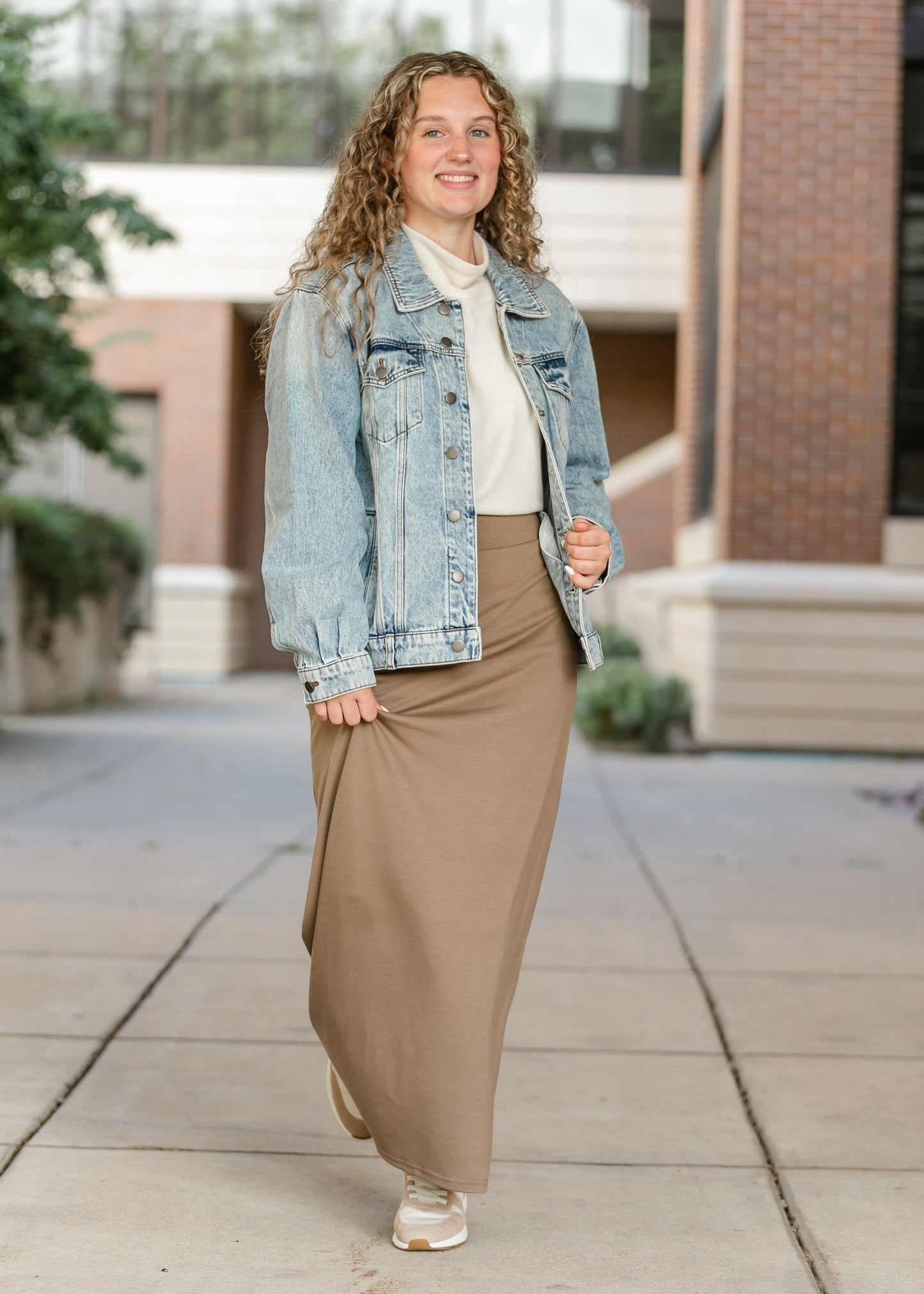 Clarise Taupe Premium Knit Maxi Skirt