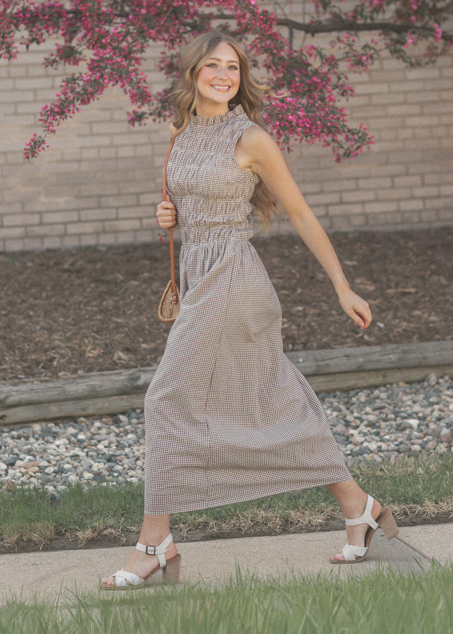 Clover Gingham Sleeveless Maxi Dress