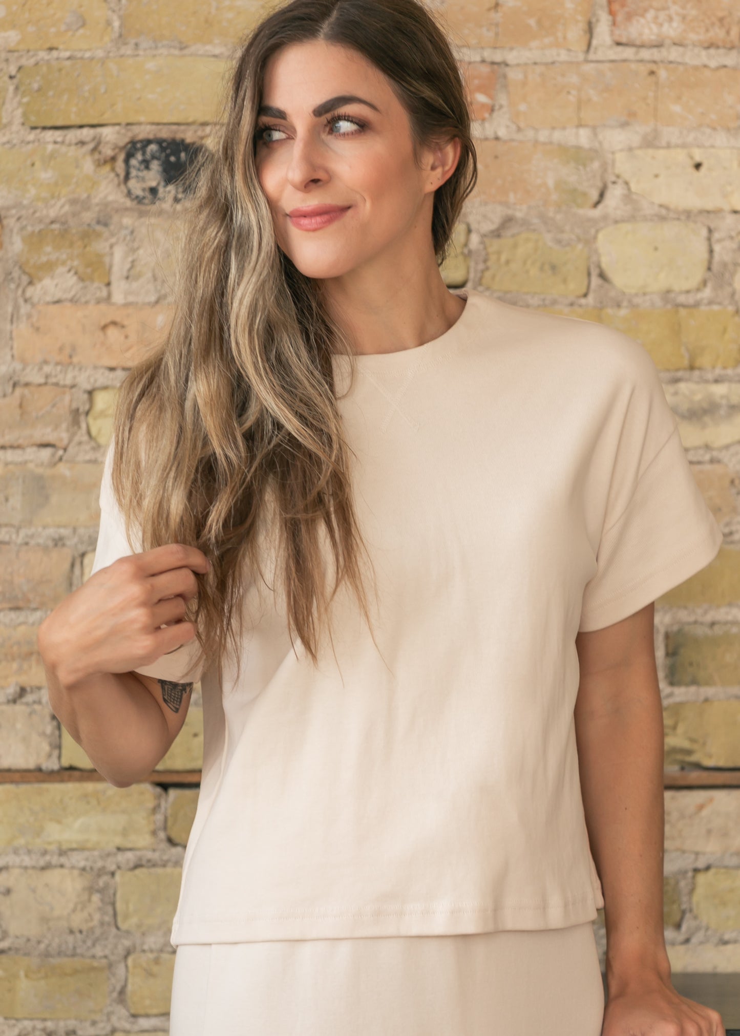 Cream Knit Top & Skirt Set FF Tops