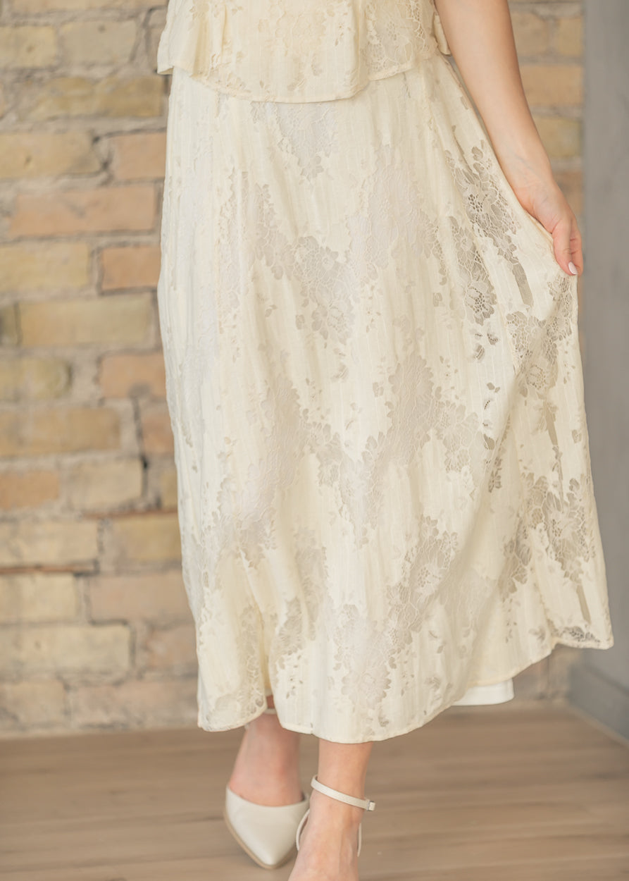 Delicate Lace Sleeveless Top & Skirt Set