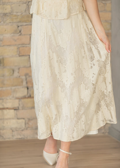Delicate Lace Sleeveless Top & Skirt Set