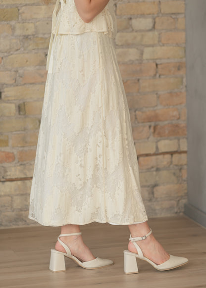 Delicate Lace Sleeveless Top & Skirt Set