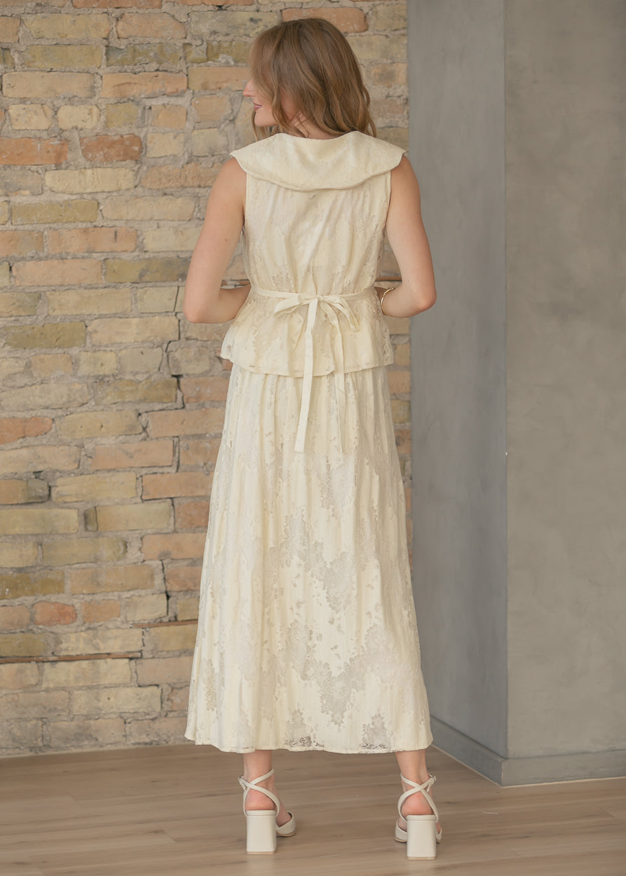Delicate Lace Sleeveless Top & Skirt Set
