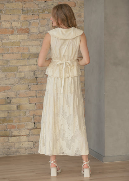Delicate Lace Sleeveless Top & Skirt Set