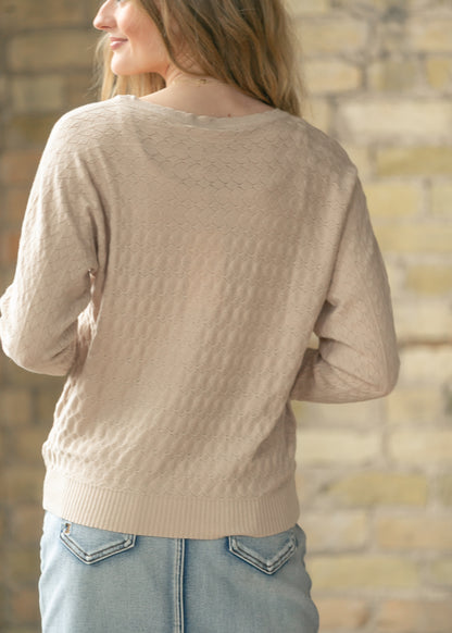 Diamond Knit Scalloped Sweater FF Tops
