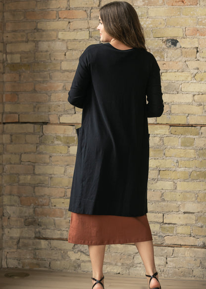 Essential Black Long + Soft Cardigan
