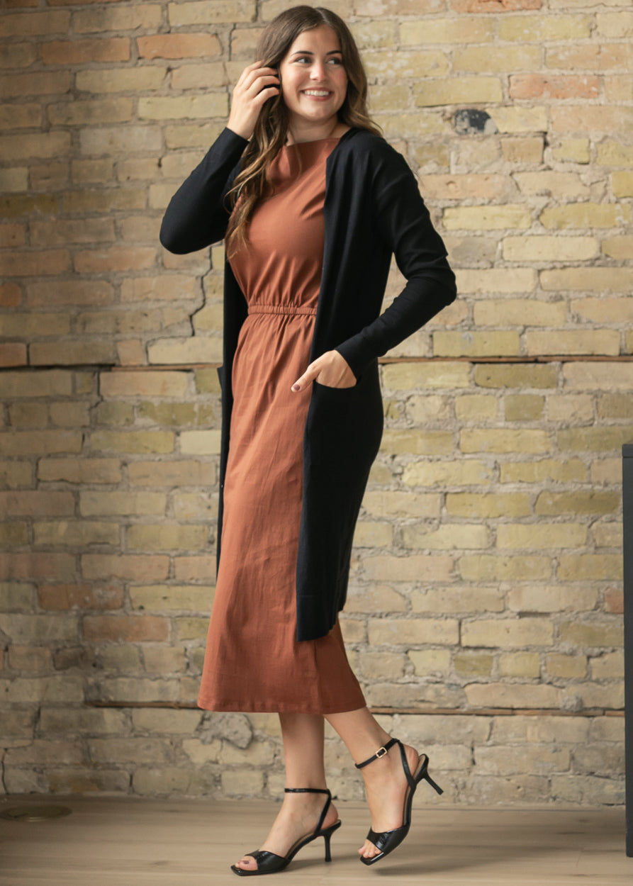 Essential Black Long + Soft Cardigan