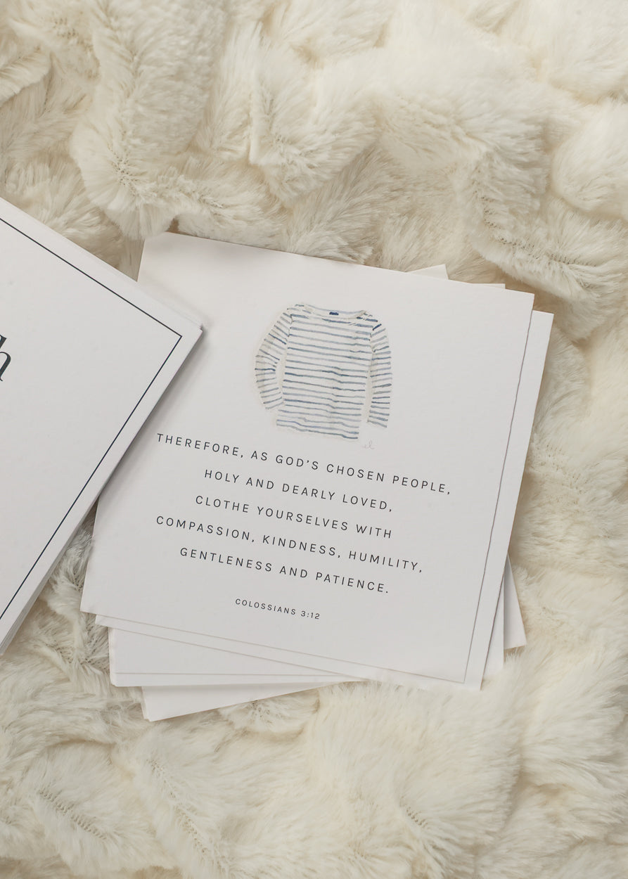 Scripture card displaying Micah 6:8 verse with watercolor sneaker illustration.