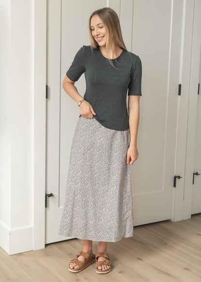 Essential Charcoal Ribbed Half Sleeve Tee
