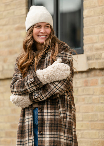 Faux Beige Shearling Curly Mittens