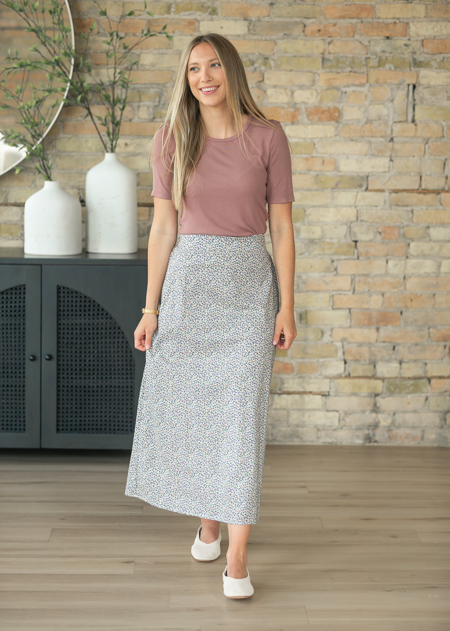 Essential Mauve Ribbed Half Sleeve Tee