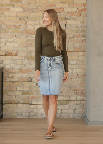 Essential Olive Ribbed Long Sleeve