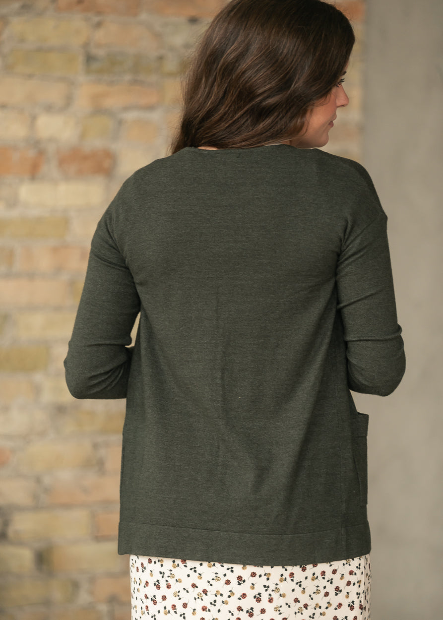 Essential Olive Soft Cardigan 27" IC Layering Essentials