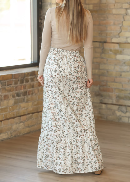 Havyn Cream Floral Lined Maxi Skirt
