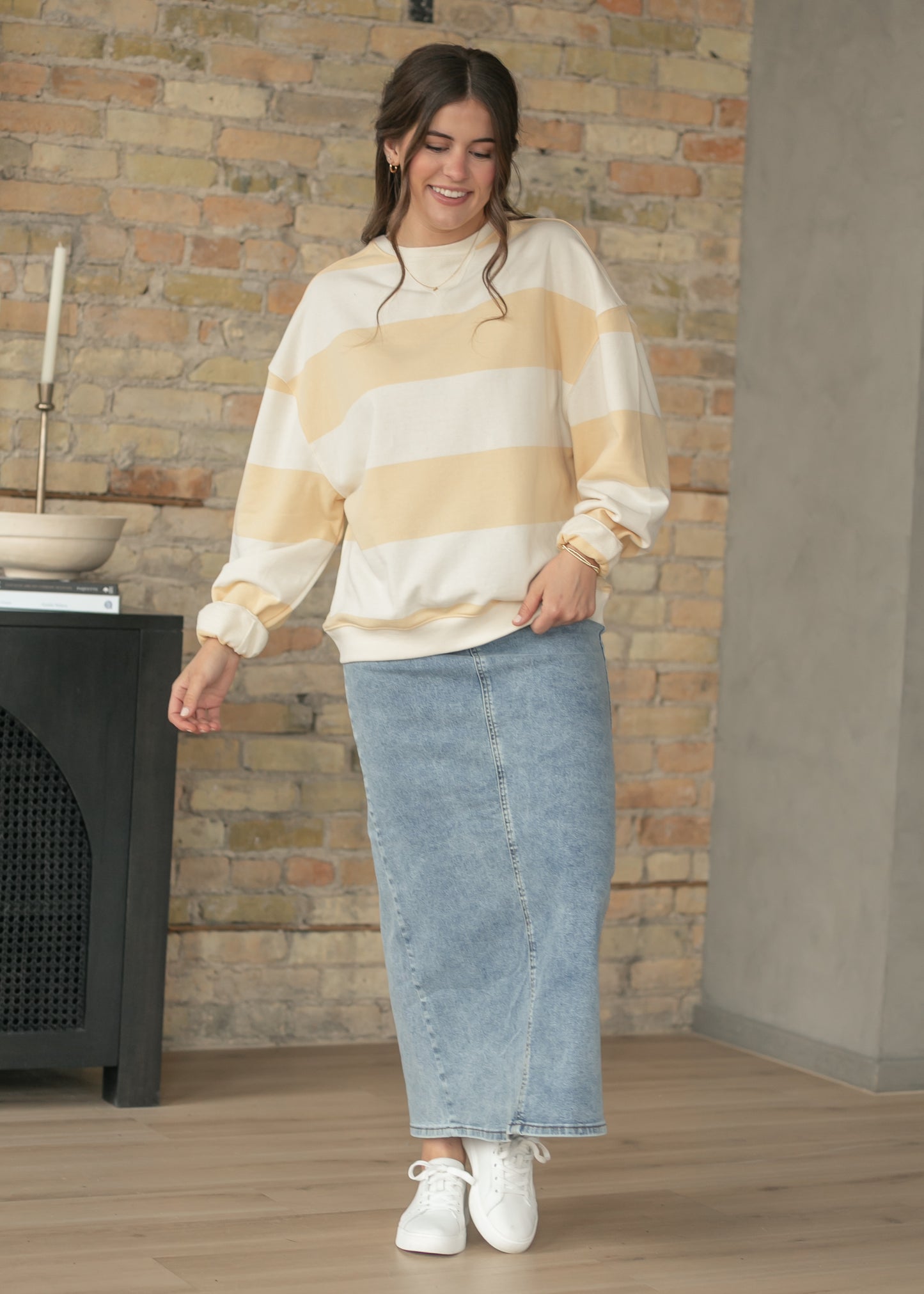Free People® Classic Apricot Wide Stripe Crew