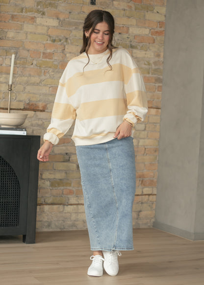 Free People® Classic Apricot Wide Stripe Crew
