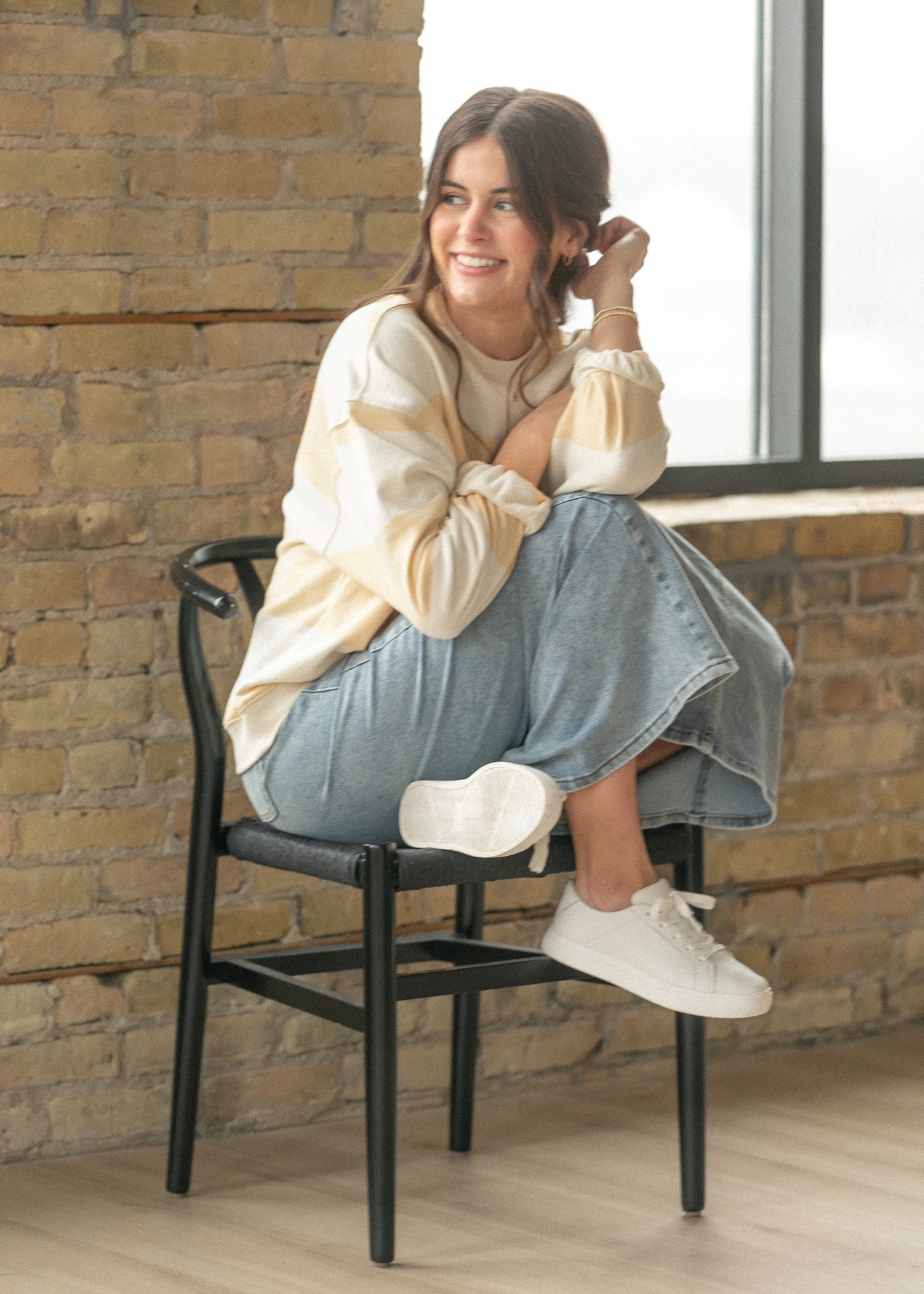 Free People® Classic Apricot Wide Stripe Crew
