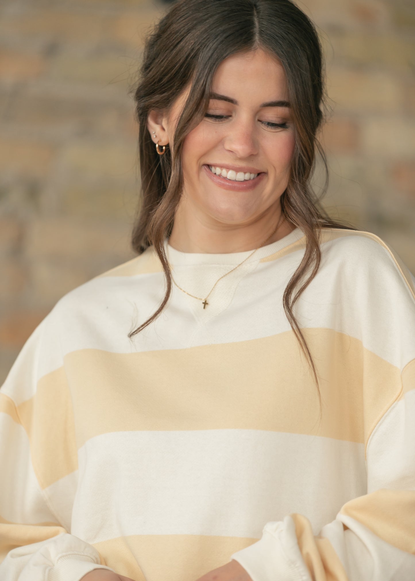 Free People® Classic Apricot Wide Stripe Crew