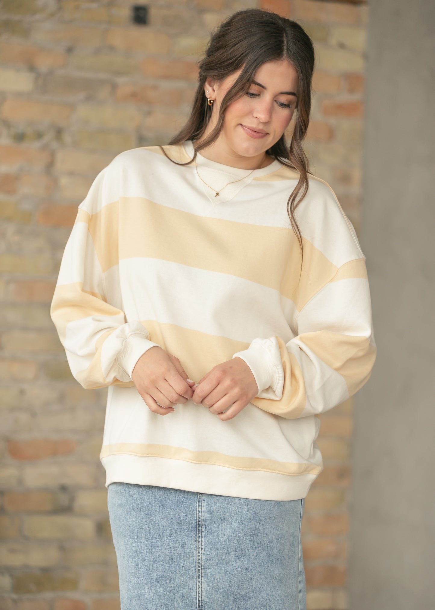 Free People® Classic Apricot Wide Stripe Crew