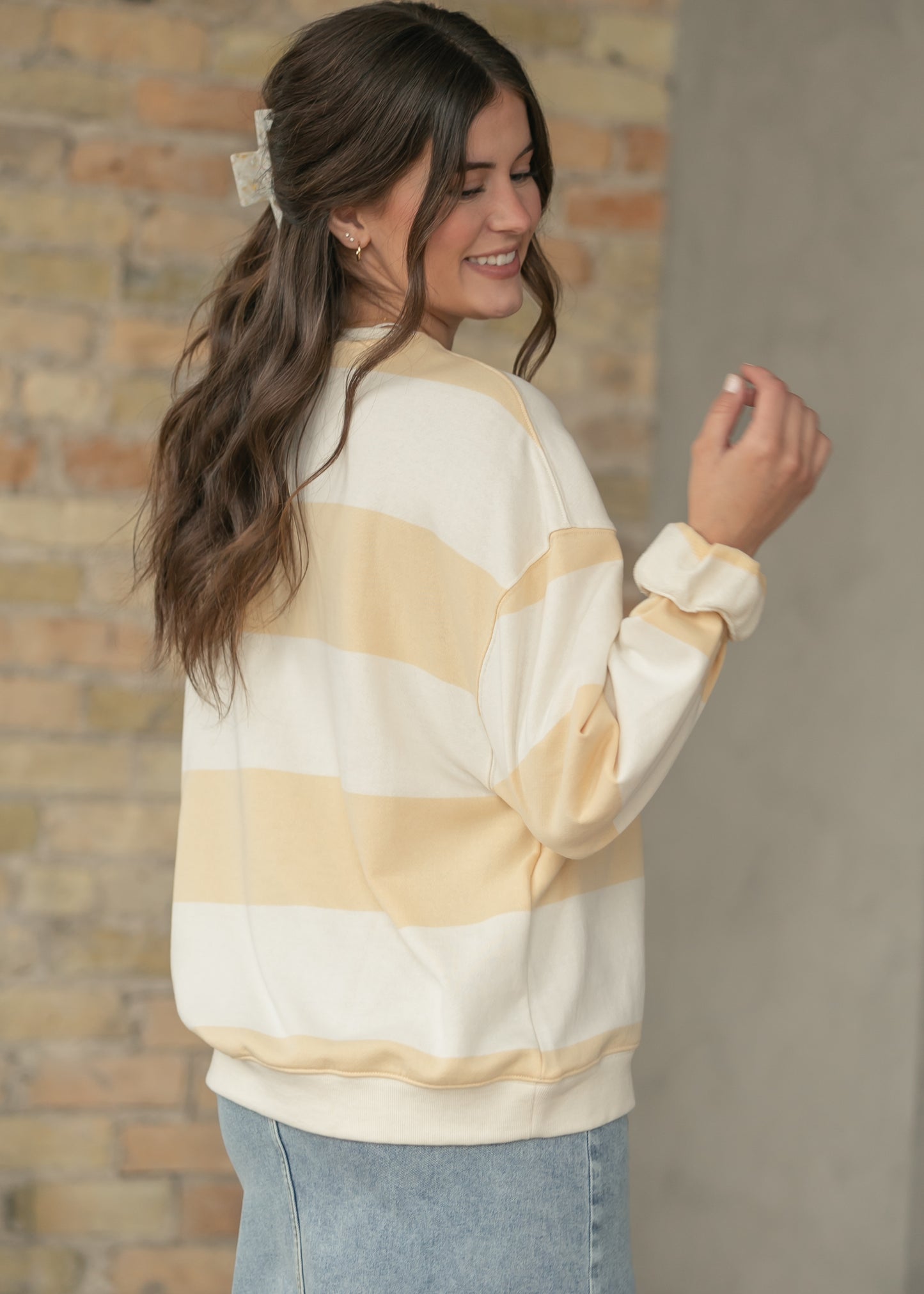 Free People® Classic Apricot Wide Stripe Crew
