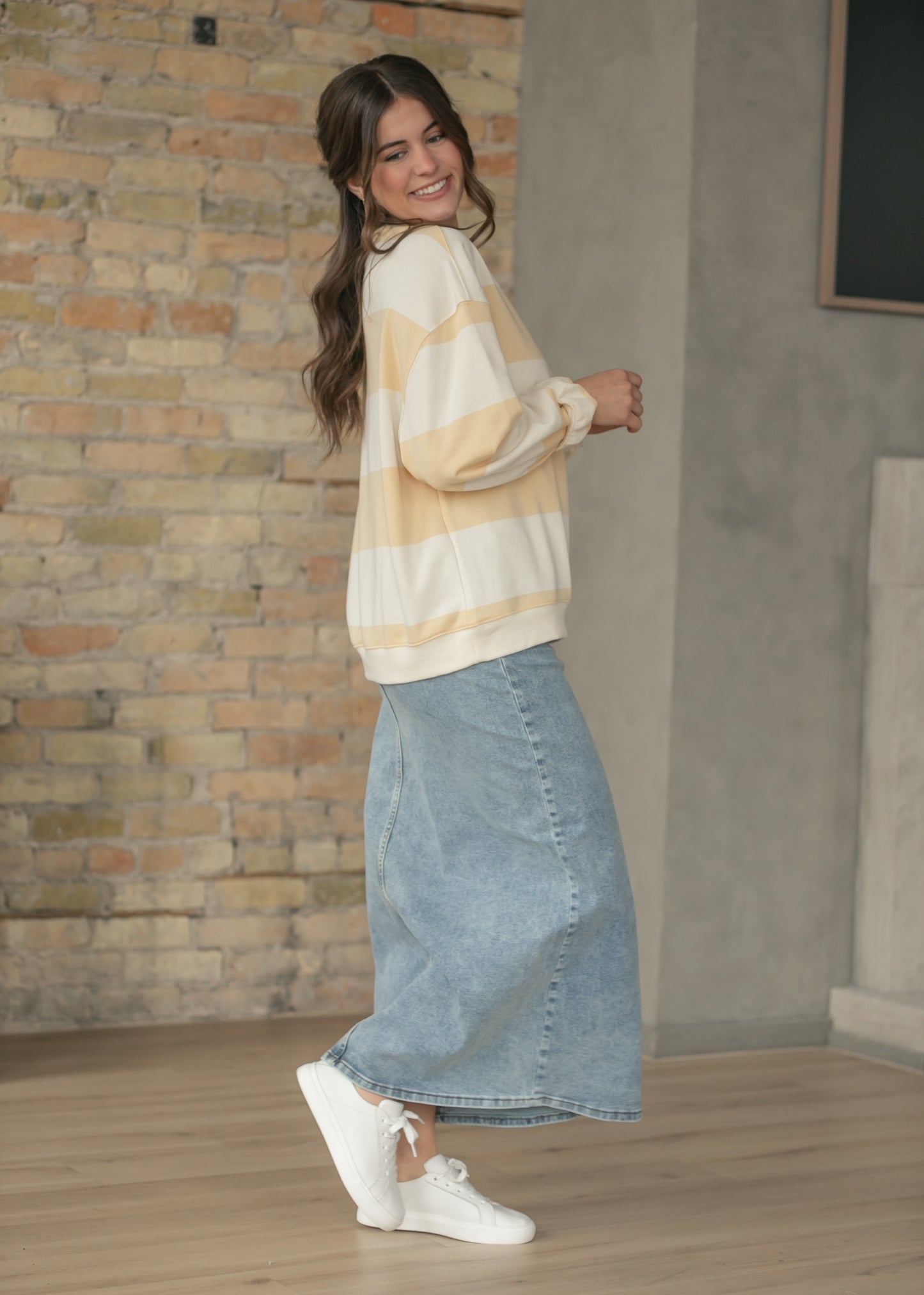 Free People® Classic Apricot Wide Stripe Crew