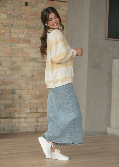 Free People® Classic Apricot Wide Stripe Crew
