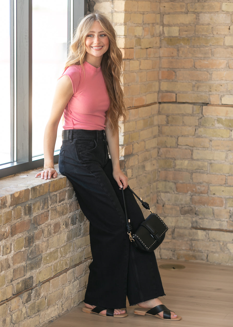 Free People Ever Had Tee styled with black boyfriend jeans and sandals
