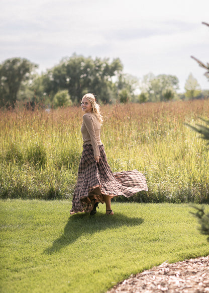 Free People® Brown Plaid Ives Maxi Skirt