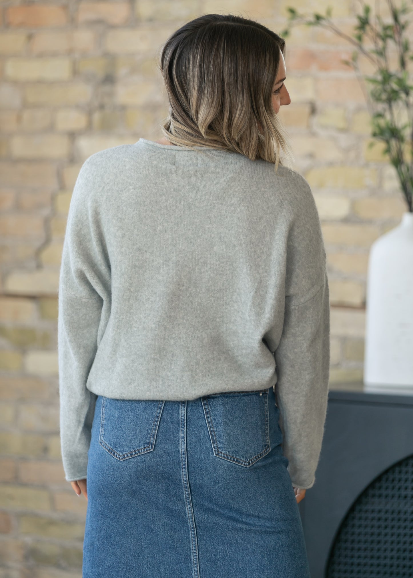 Things Between® Oversized Gray Piper Pullover FF Tops