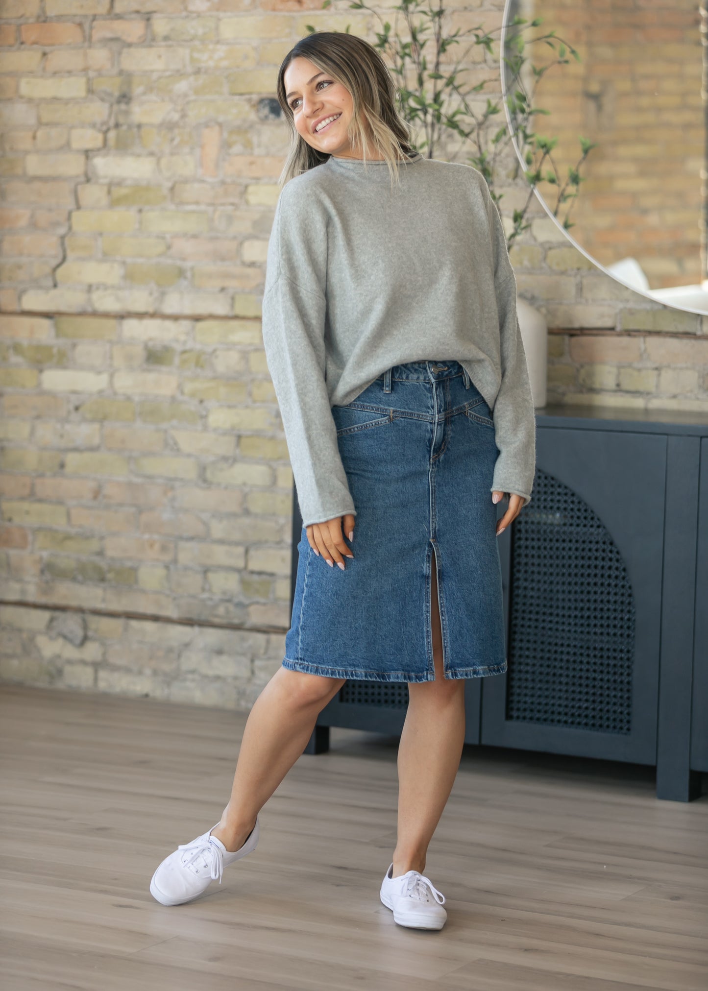 Things Between® Oversized Gray Piper Pullover FF Tops