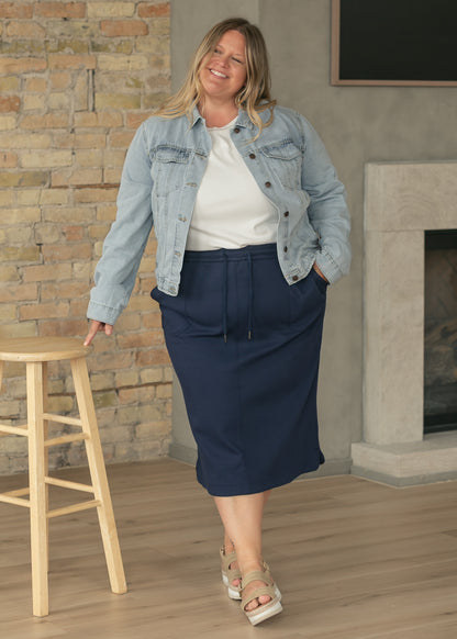 Dani Navy Everyday Midi Skirt