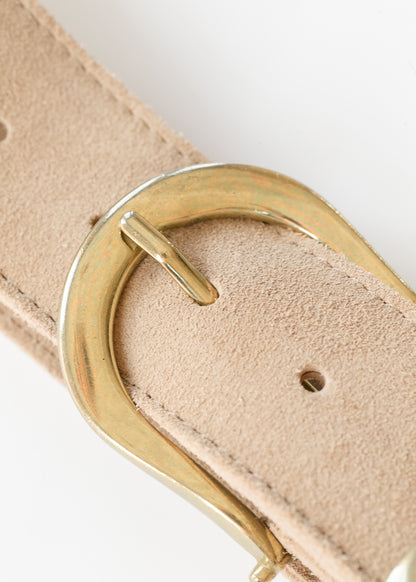 Neutral accessory belt crafted from genuine suede